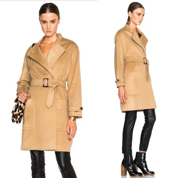 BURBERRY Heronsby Wool & Cashmere Patch Pocket Wrap Coat - Picture 1 of 14